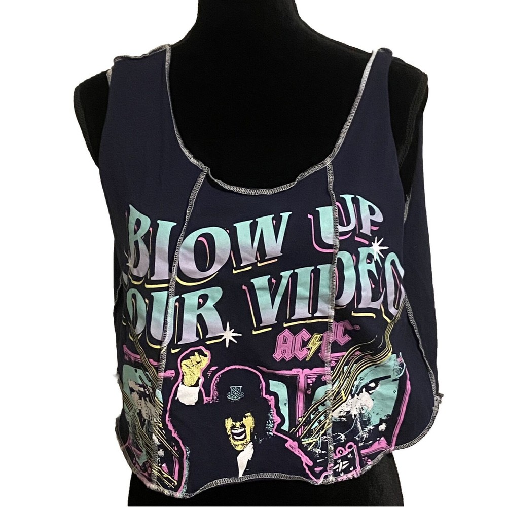 AC/DC Women's Tank top Crop pullover Graphic Blue navy size XXL